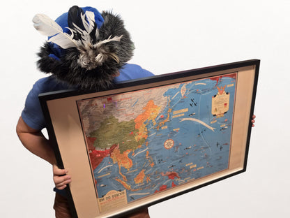 1944 Pacific Theater Map Poster - On To Tokyo Pictorial WWII Print of Asia and Pacific