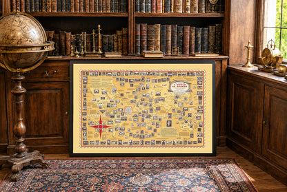 A World of Stamps Map Poster (1947) - Vintage Philately & Postal History Wall Art