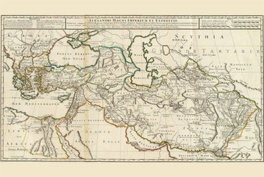 Alexander the Great Empire Map Print - Ancient Campaigns & Expanding Territories Illustration - Strategy Maps