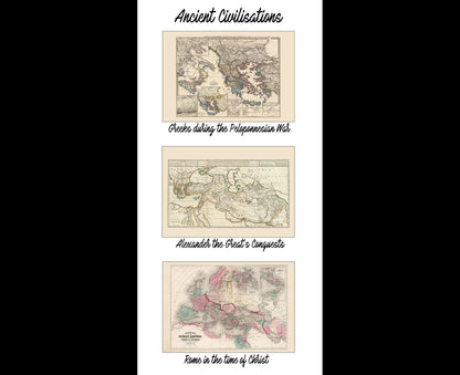 Antike Zivilisationen Karte Poster - Griechenland, Alexander der Große & Römisches Reich Wandkunst