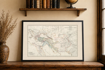 Ancient Empires Map 1873 - Babylonia, Lydia, Media & Persia - Historical Map Poster