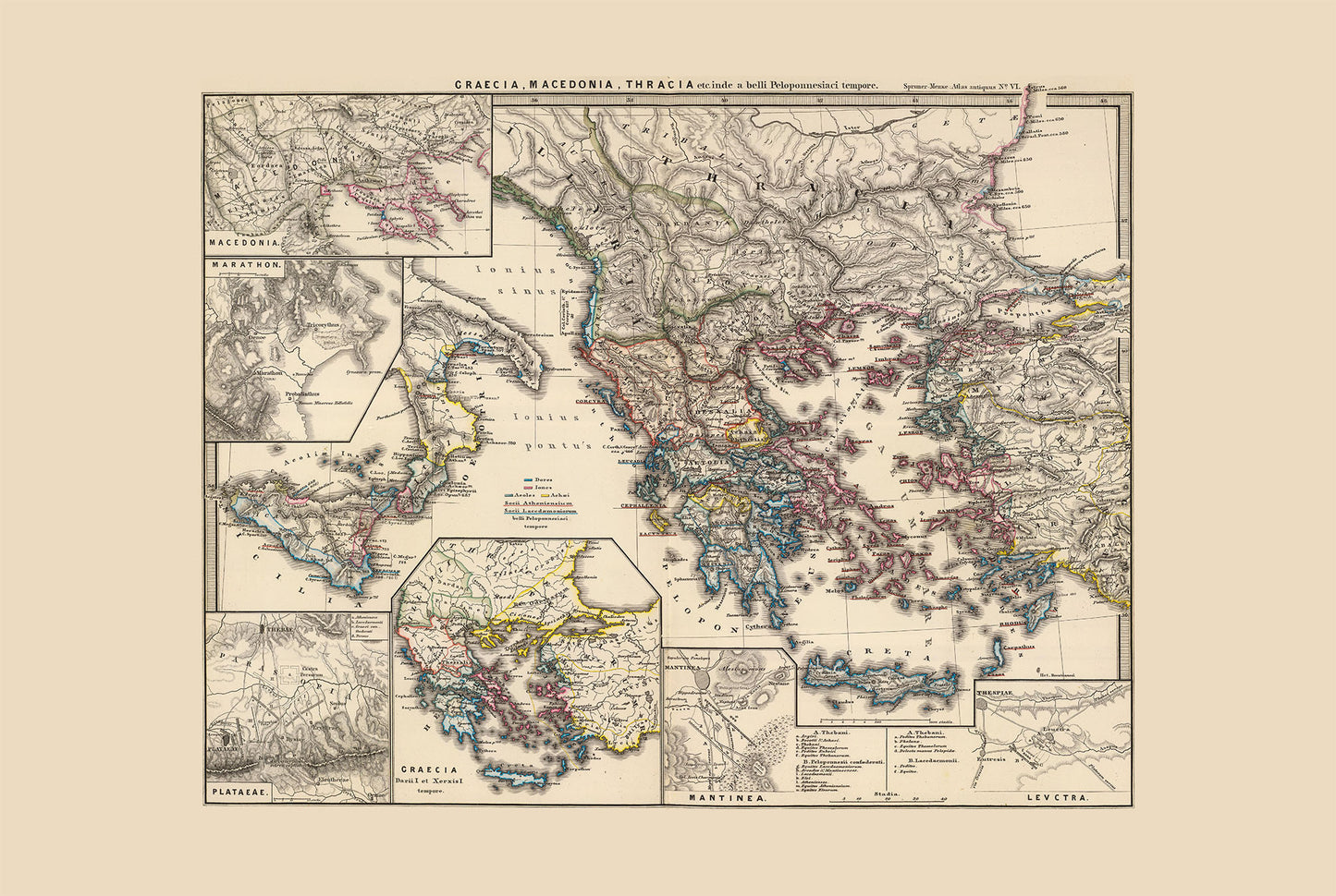 Ancient Greece Map Poster - Vintage Greek & Macedonian Historical Atlas Wall Art