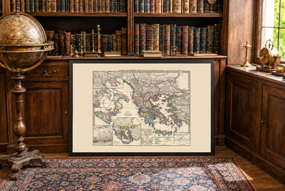 Antike Griechenland Karte Poster - Vintage Griechischer & Makedonischer Historischer Atlas Wandkunst