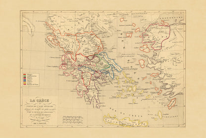Starożytna Grecja i Azja Mniejsza 1190 p.n.e. - Houze 1844 - Historyczny Plakat z Mapą
