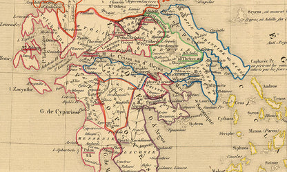 Starożytna Grecja i Azja Mniejsza 1190 p.n.e. - Houze 1844 - Historyczny Plakat z Mapą