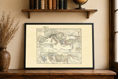 Ancient Mediterranean Map Poster - Punic Wars & Mithridates Historical Wall Art