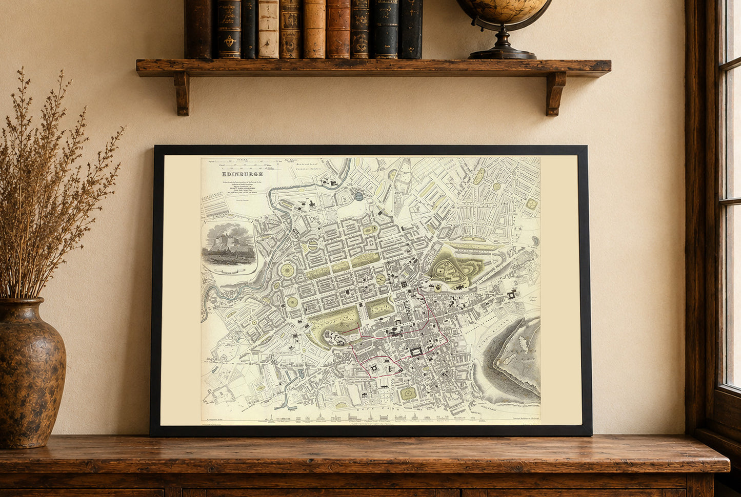 Vintage 1834 Edinburgh Map - Fine Art Print Showing Detailed City Plan