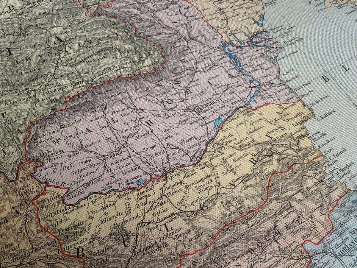 Península balcánica de 1904 - Estados y provincias - Póster de mapa histórico de Edward Stanford