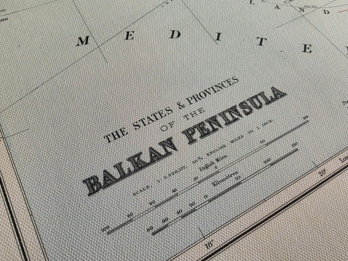 Península balcánica de 1904 - Estados y provincias - Póster de mapa histórico de Edward Stanford