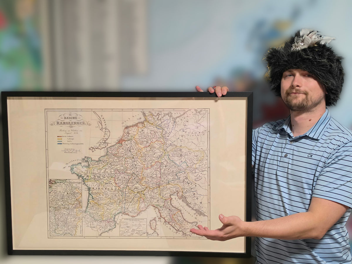 Poster Carte de l’Empire Carolingien - Décoration Murale Historique de l’Europe Médiévale