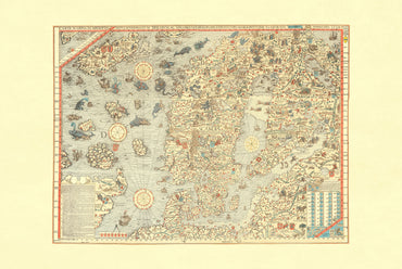 Carta Marina 1539 - Olaus Magnus - Scandinavia & Nordic Sea Monsters Historical Map Poster