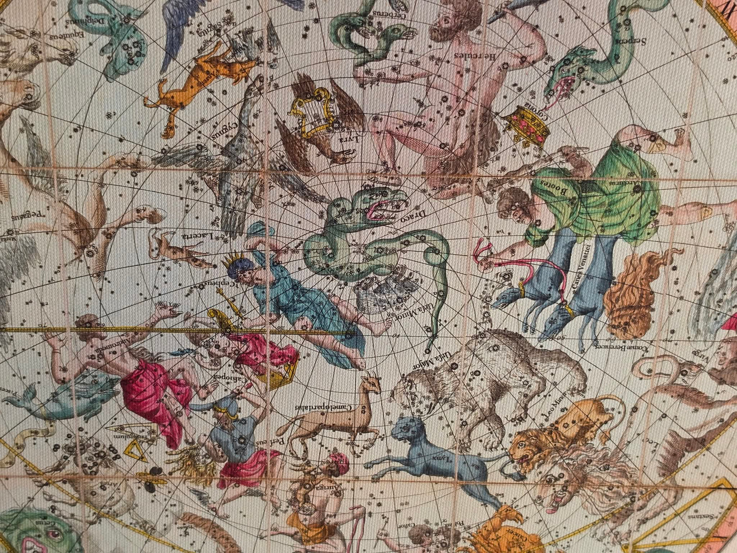 Póster Mapa de Constelaciones Celestes (1820) - Carta Estelar Vintage de los Hemisferios Norte y Sur