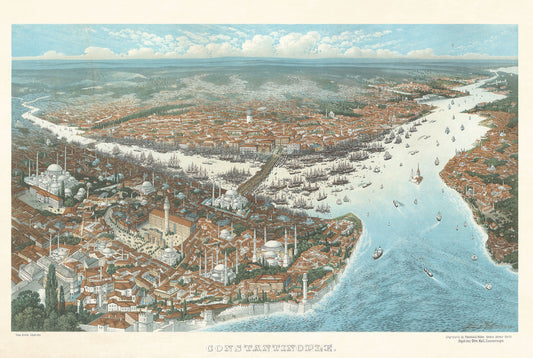 Constantinople 1896 - Vintage Painting of the Ottoman Capital