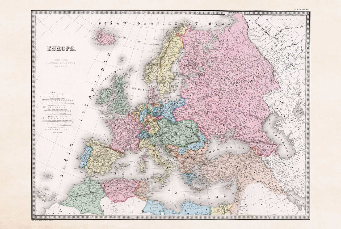 Europa 1862 – mapa historyczna z epoki nacjonalizmu