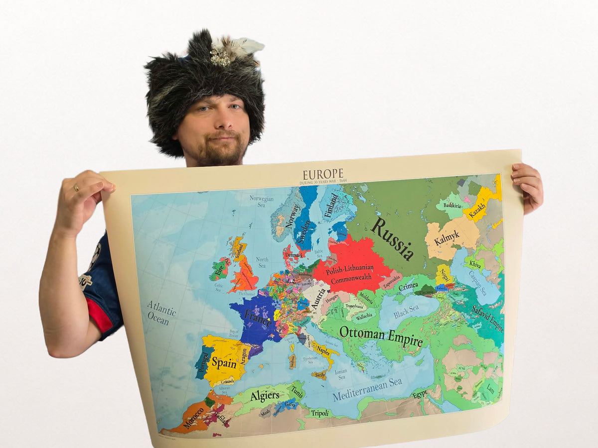 Europe in 1644 Map Poster - Thirty Years' War