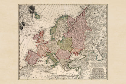 Europe in 1743 - Historical Wall Map from the War of the Austrian Succession