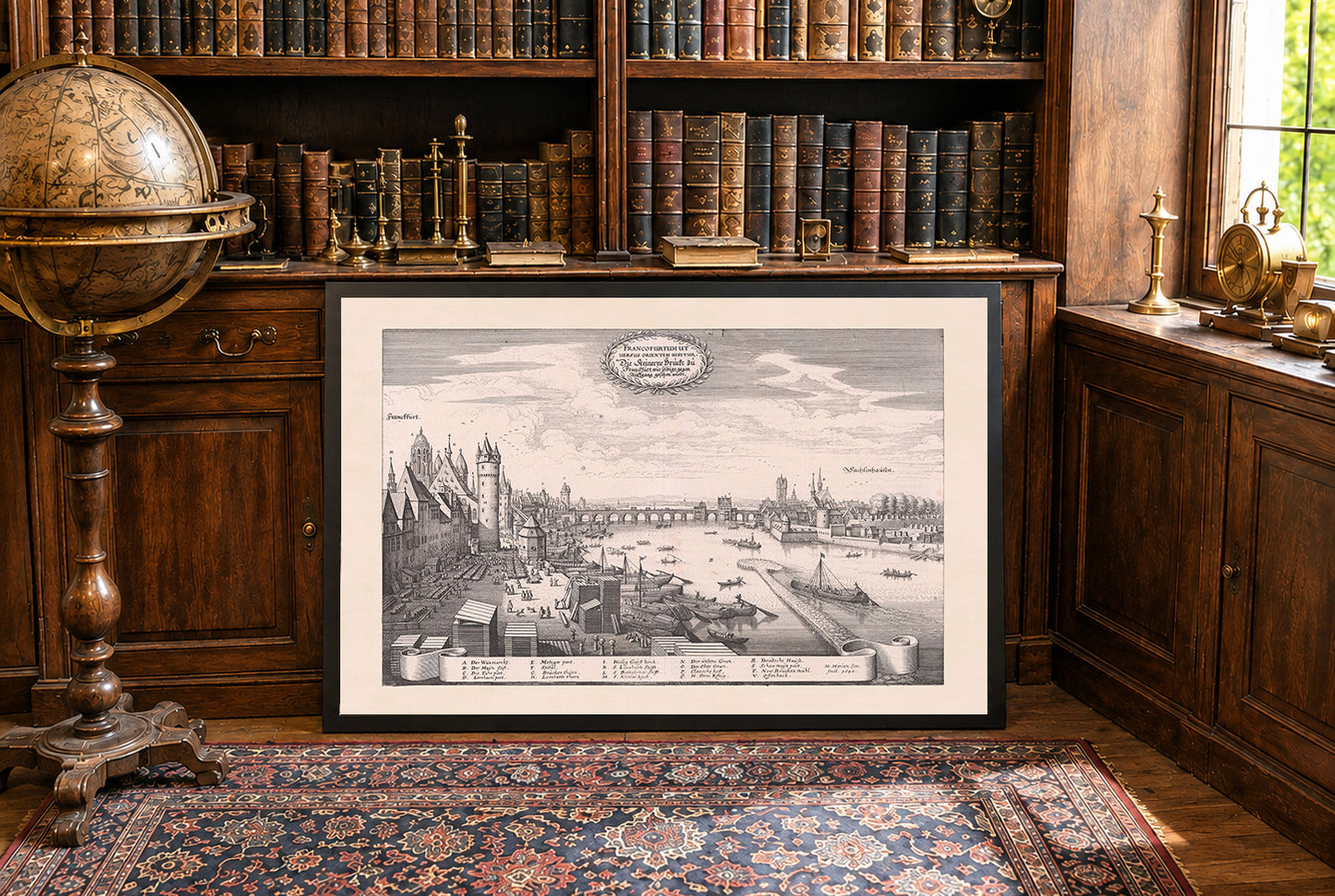 Frankfurt Stadtkarte Poster (1646) - Vintage Steinbrücke Gravur Wandkunst