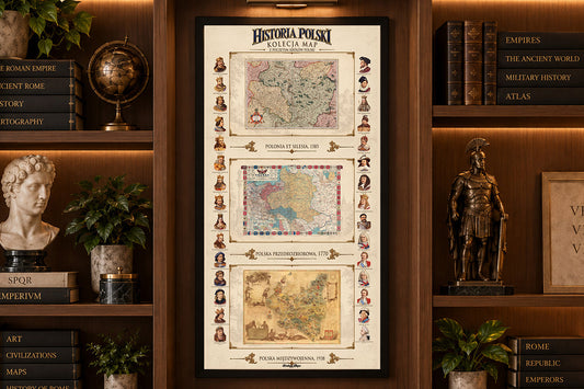 History of Poland Collection - 3 Historical Maps & Polish Rulers - Map Poster