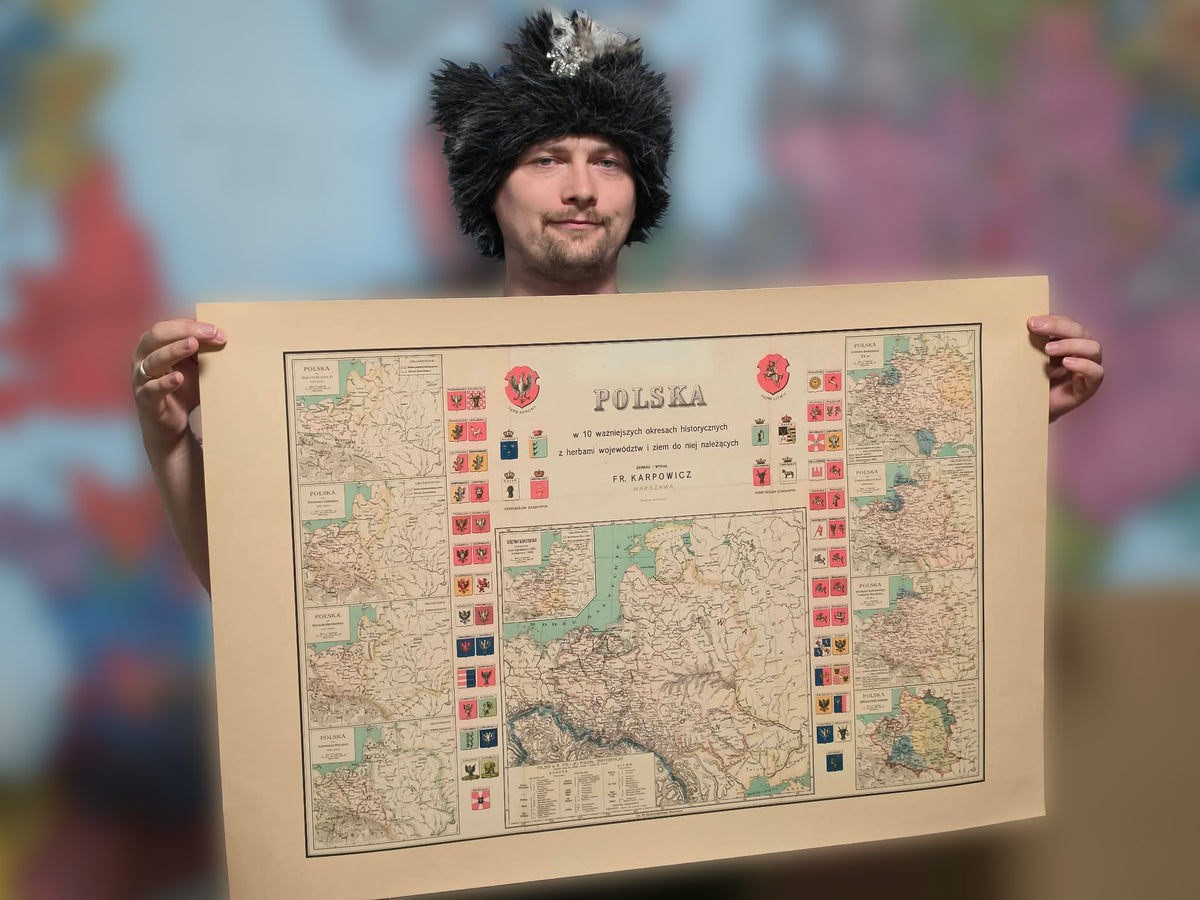 Plakat „Historia Polski” - 10 Historycznych Map od Mieszka I do Księstwa Warszawskiego