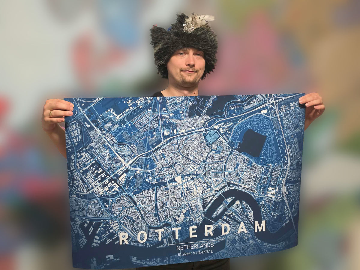 Get Your Hometown Blueprint Map - Modern City Street Wall Art