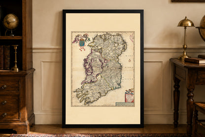 Irland Karte Poster (1690) - Vintage Königreich Irland Wandkunst