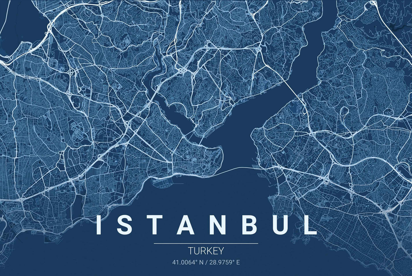 Istanbul Blueprint Map - Modern City Street Wall Art - Strategy Maps