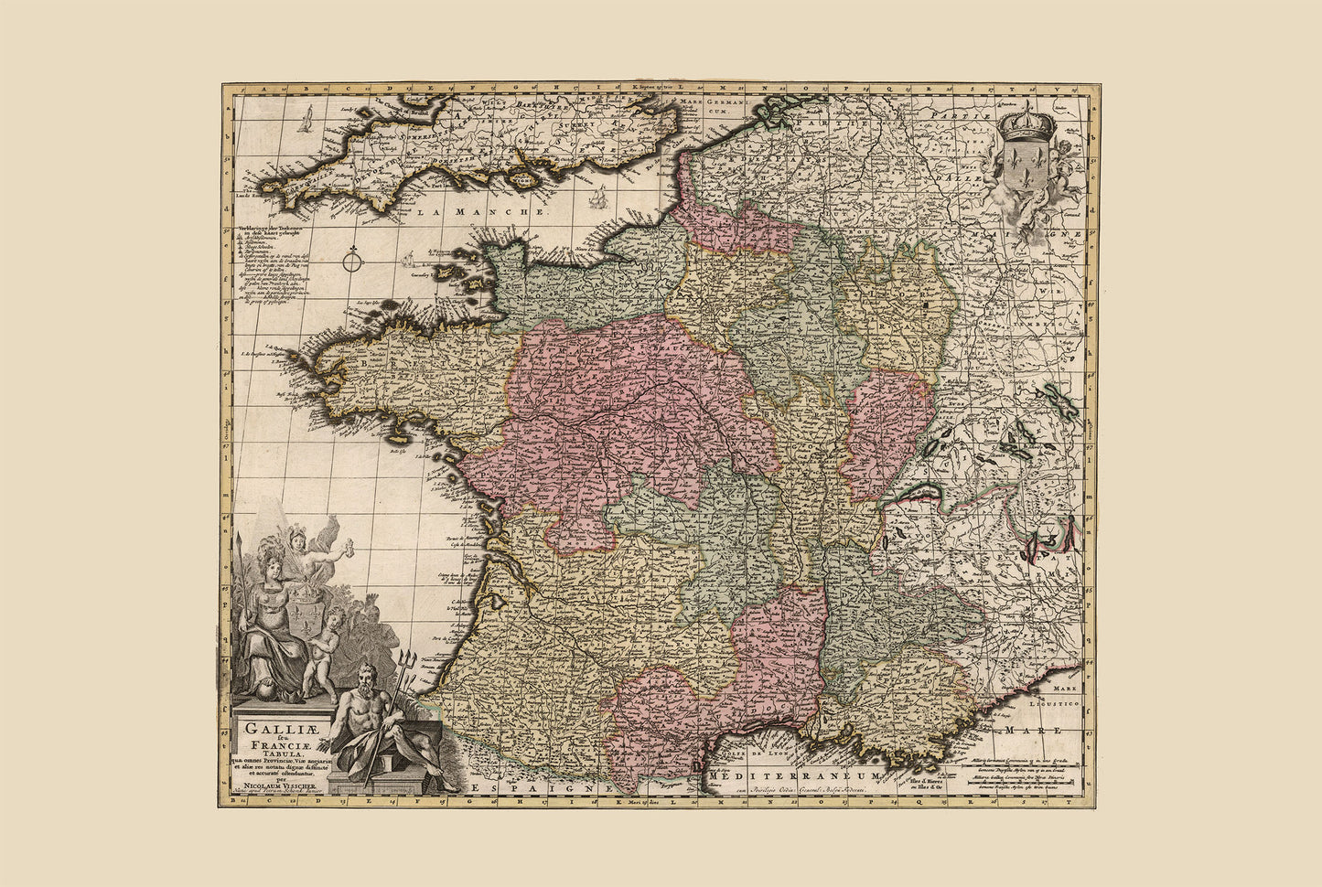 Königreich Frankreich 1740 – Historische Karte des 18. Jahrhunderts