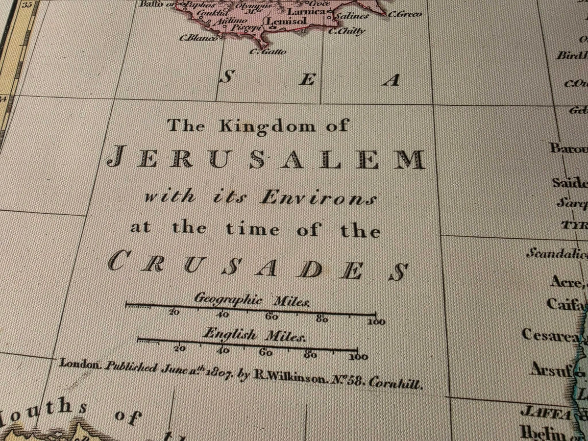 Royaume de Jérusalem à l’Époque des Croisades - Affiche Carte Historique