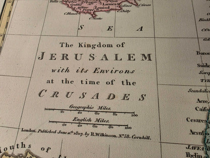 Royaume de Jérusalem à l’Époque des Croisades - Affiche Carte Historique