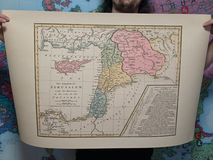 Royaume de Jérusalem à l’Époque des Croisades - Affiche Carte Historique