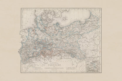 Kingdom of Prussia Map Poster (1871) - Vintage North German States Historical Wall Art