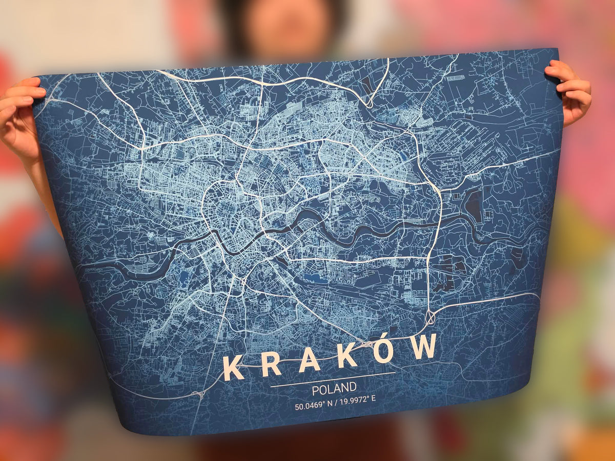 Mapa Krakowa - Nowoczesna sztuka ścienna z ulicami miasta