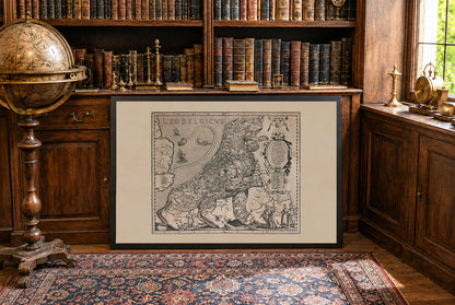Plakat z Mapą Leo Belgicus (1617) - Zabytkowa Mapa Lwa Niderlandów i Belgii