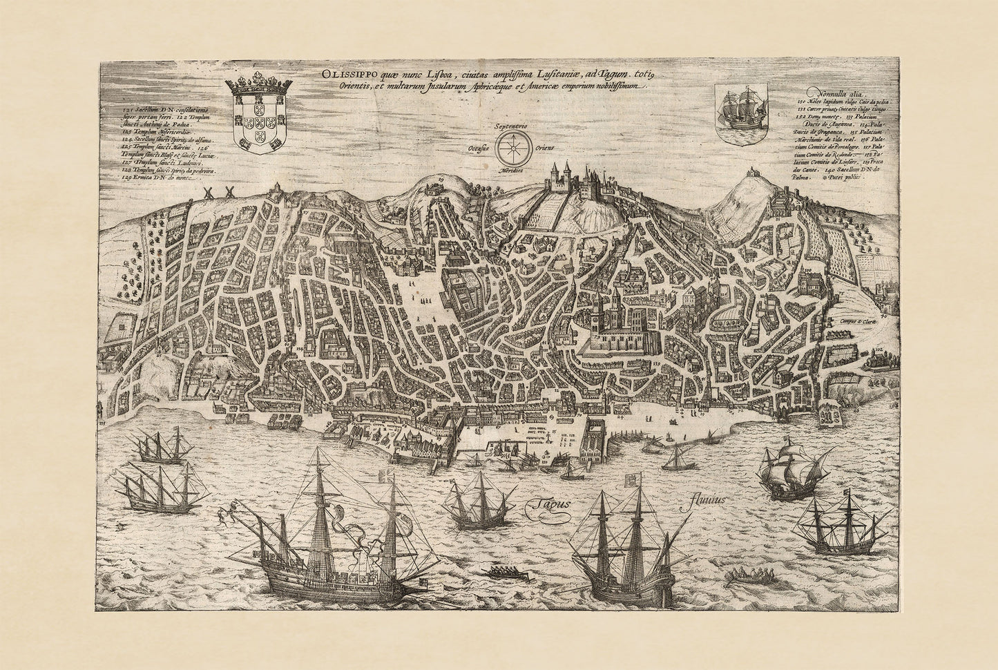 Lisbon City Map Poster (1600) - Vintage Olissipo Engraving Wall Art
