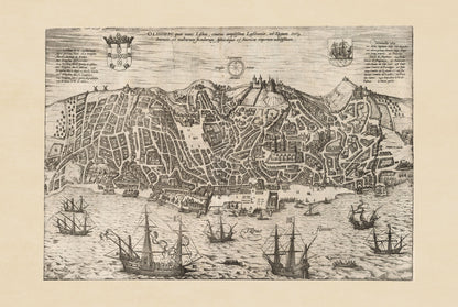 Lisbon City Map Poster (1600) - Vintage Olissipo Engraving Wall Art
