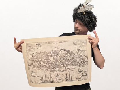 Lissabon Stadtkarte Poster (1600) - Vintage Olissipo Gravur Wandkunst