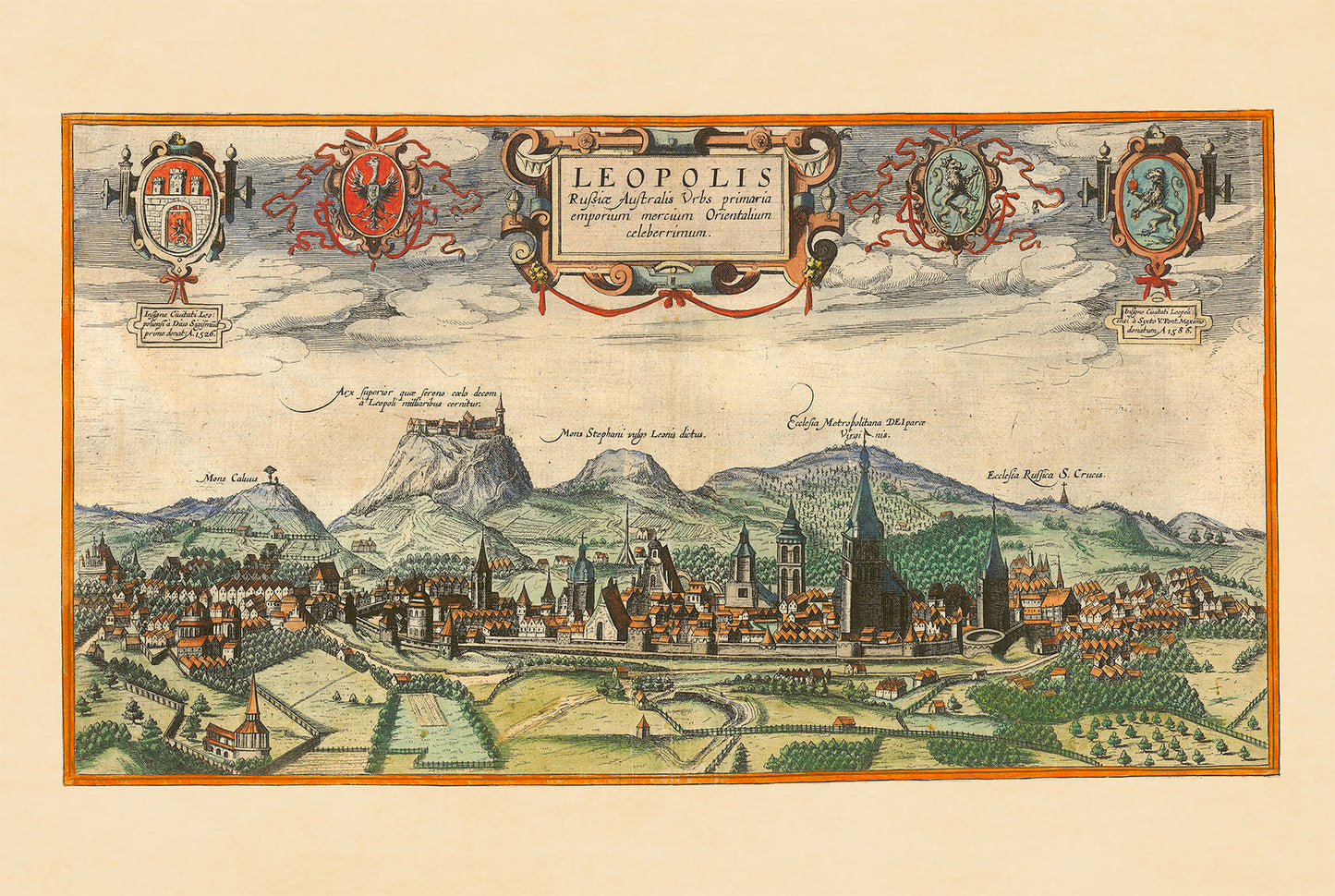 Lviv City Map Poster (1618) - Vintage Leopolis Engraving Wall Art