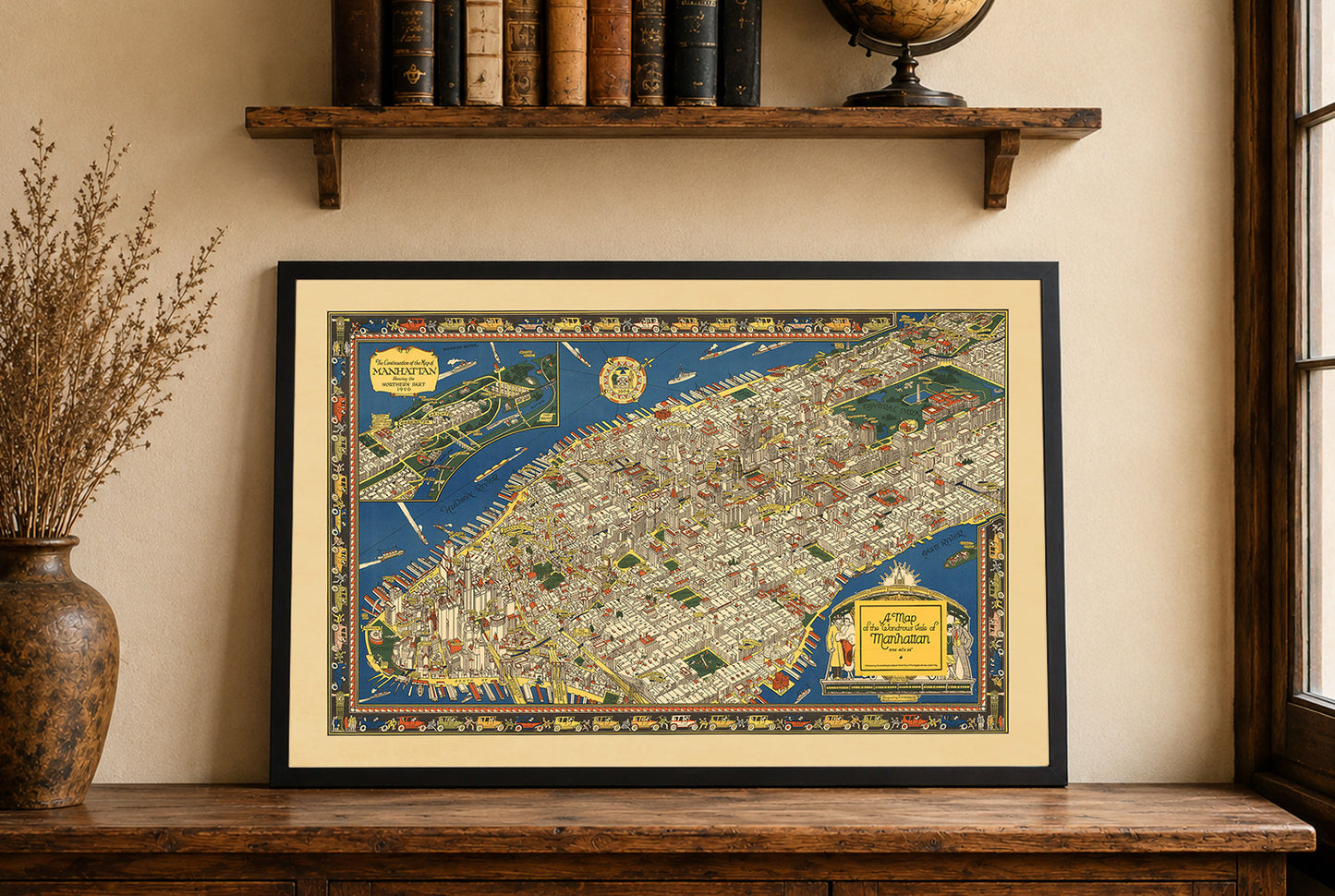 Manhattan Pictorial Map Poster (1926) – Vintage New York City Wall Art