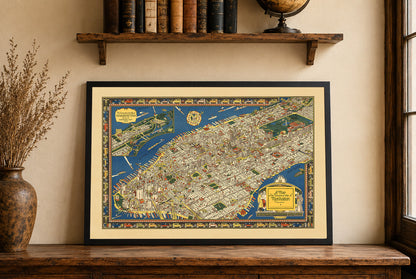 Manhattan Pictorial Map Poster (1926) – Vintage New York City Wall Art