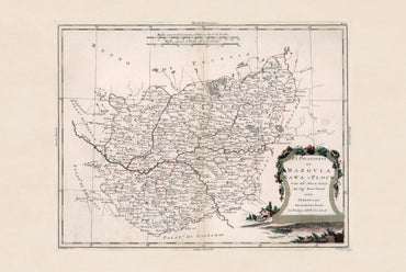 Historisches Kartenposter Masowien, Rawa und Plock – Wandkunst aus dem Polen des 18. Jahrhunderts