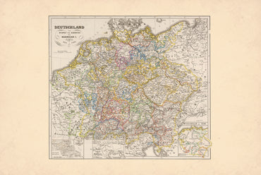 Medieval Germany 1275-1495 - Holy Roman Empire - Karl Spruner Historical Map Poster