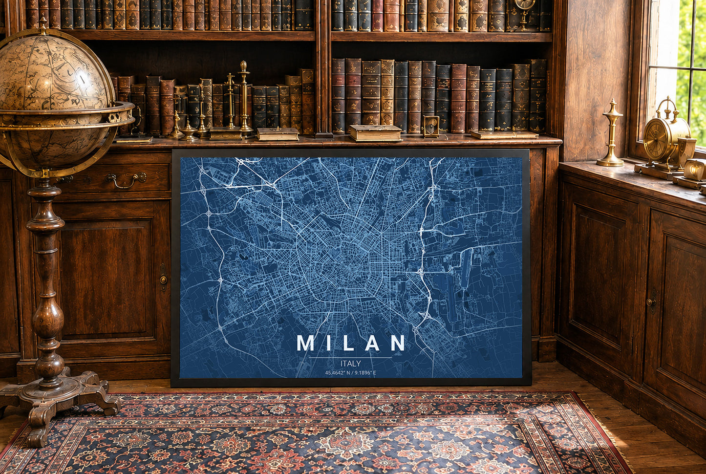 Milan Blueprint Map - Modern City Street Wall Art