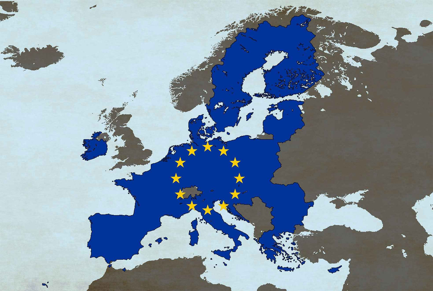 Modern European Union Map Print - EU Countries Borders Wall Art Poster