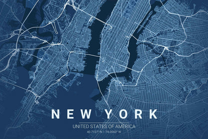 New York Blueprint Map - Modern City Street Wall Art - Strategy Maps