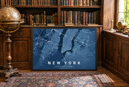 New York Blueprint Map - Modern City Street Wall Art
