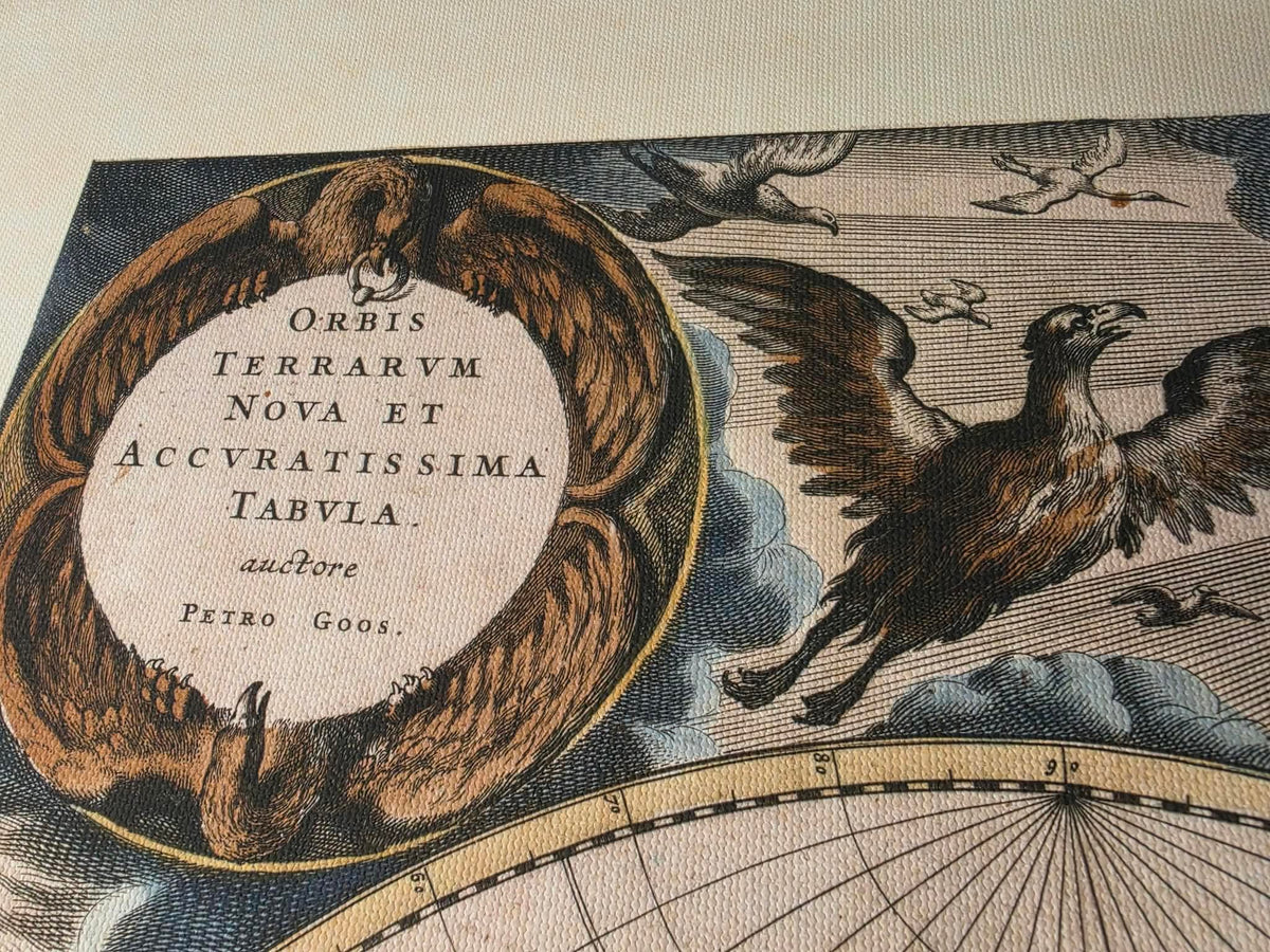 Pieter Goos 1667 Affiche Carte du Monde - avec Illustration Ornée et Style Atlas