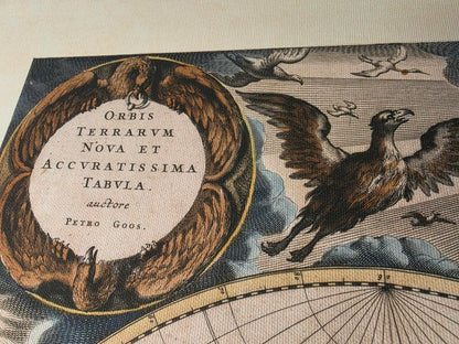 Pieter Goos 1667 Affiche Carte du Monde - avec Illustration Ornée et Style Atlas