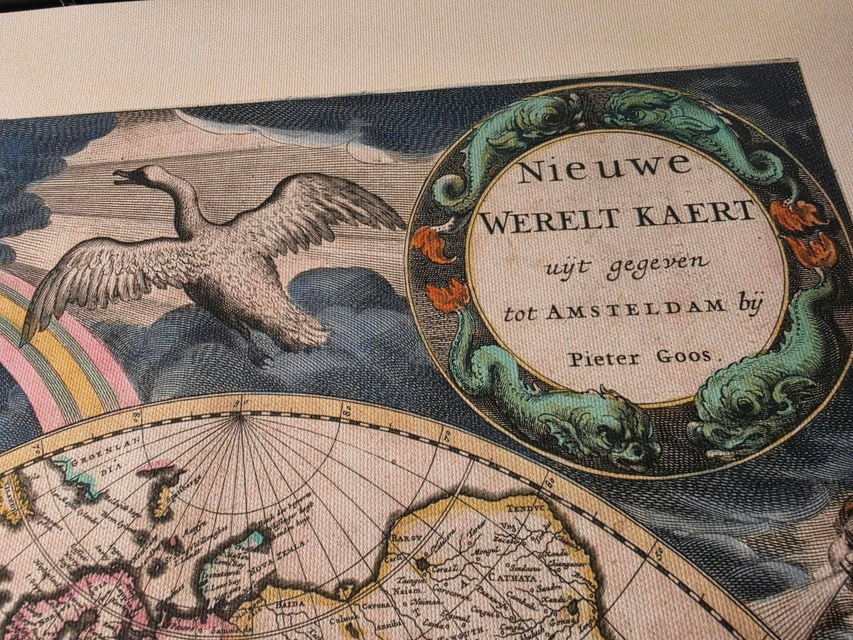 Pieter Goos 1667 Affiche Carte du Monde - avec Illustration Ornée et Style Atlas