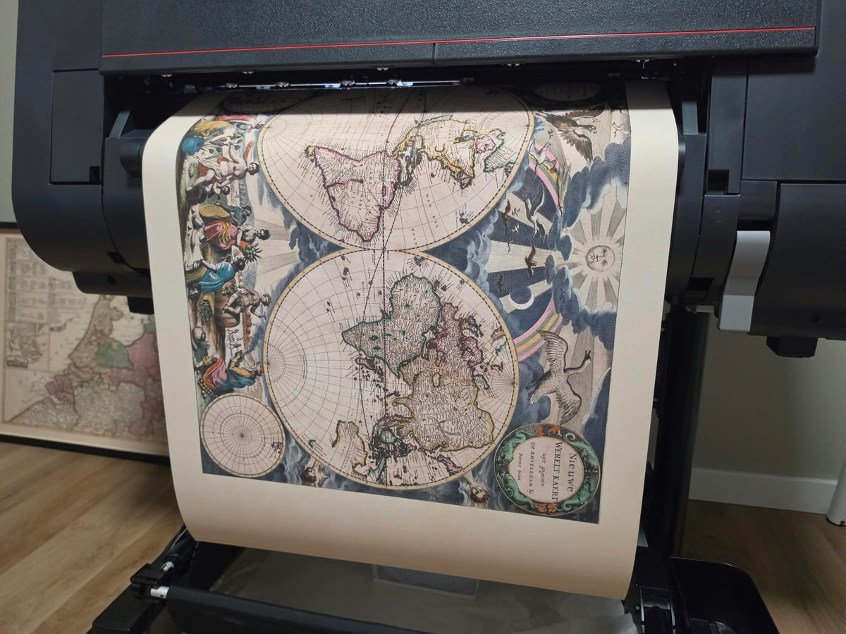 Pieter Goos 1667 Affiche Carte du Monde - avec Illustration Ornée et Style Atlas