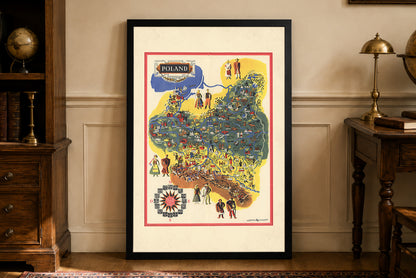 Poland 1935 - Atelier Mewa - Vintage Polish Pictorial Map Poster